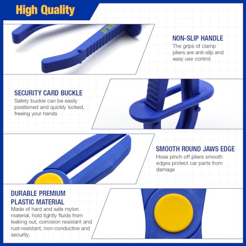 6PCS Hose Pinch Off Pliers Set, Straight Hose Clamp Pliers for Fuel Line, Brake Hose, Coolant Hose, Radiator Hose, Gas Line & Flexible Hoses with Oxford Storage Bag - style: Straight