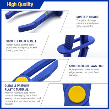 6PCS Hose Pinch Off Pliers Set, Straight Hose Clamp Pliers for Fuel Line, Brake Hose, Coolant Hose, Radiator Hose, Gas Line & Flexible Hoses with Oxford Storage Bag - style: Straight