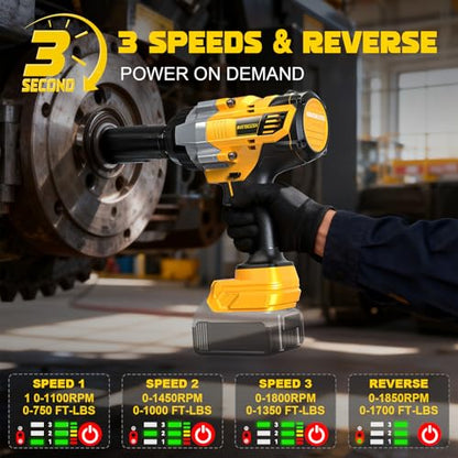 NATBEESY Cordless Impact Wrench Compatible with DeWalt 20V Battery: 1/2 Inch Hog Ring Impact Driver - High Torque - 2300N.m/1700Ft-lbs Cordless Impact Gun - Brushless Motor with LED Light - Tool Only - style: 2300N.M