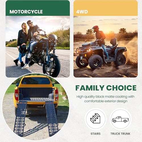 7.5FT Aluminum Motorcycle Ramp, 1PC ATV Loading Ramps for Pickup Trucks