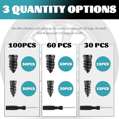 30PCS Tire Repair Rubber Nail Kit with 2 Sizes - color: 30PCS