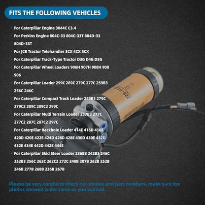 228-9129 Fuel Extraction Pump Fuel Filter Assembly 7261663 349-5327 249-7669 349-1063 MP10325 for Caterpillar 428D 428E 432D 248B 287B 262B 252B Perkins Engine 804C 804D 12VDC