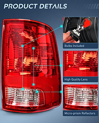 Nilight Taillight Assembly for 2009-2018 Dodge Ram 1500 2500 3500 - color: Red