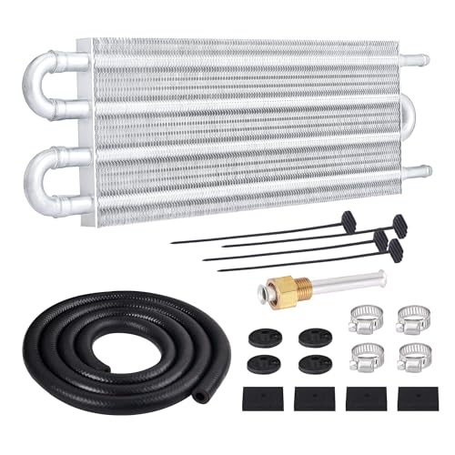 EVIL ENERGY 5/16" Transmission Oil Cooler, 4 Pass Tube and Fin Cooler Kit Universal Aluminium Silver - color: Silver, size: 4 Pass