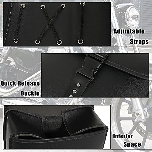 Motoforti Pair Motorcycle Saddlebag Side Tool Bags Cycling Luggage Bag Waterproof Quick Release Buckles - color: Black