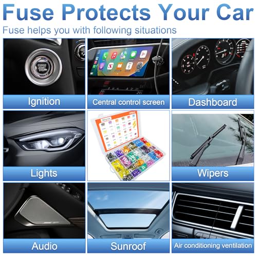 1200PCS Car Fuses Assortment Kit, 520PCS Standard Fuse Kit + 680PCS Mini Fuses + 2 Pullers for Auto/RV/Truck/Motorcycle (2A 3A 5A 7.5A 10A 15A 20A 25A 30A 35A 40A) (1200PCS)