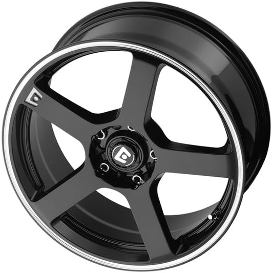 Motegi MR116 FS5 16X7 5X100/4.5 5.57 40mm GLOSS BLACK W/MACHINED FLANGE - MR11667031340 - color: GLOSS BLACK MACHINED FLANGE, size: 16X7, 5X100/4.5, 5.57, 40mm