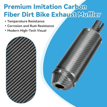 EOPOAYI 1.1 Inch Motorcycle Muffler for 125cc 110cc Dirt Bike SSR Taotao - color: Carbon Fiber Black