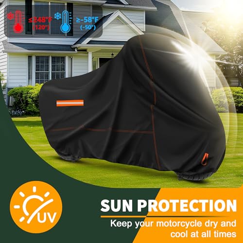 Enzeno Motorcycle Cover Waterproof Motorcycle Rain Tarp Outdoor Storage - size: 245x105x125 cm