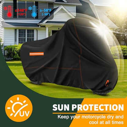 Enzeno Motorcycle Cover Waterproof Motorcycle Rain Tarp Outdoor Storage - size: 245x105x125 cm