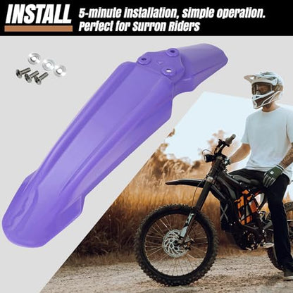 Dirt Bike Front Fender,Dirtbike Front Fender for Sur Ron/Surron/Light Bee/X160/X260, Purple (Not Fits RST Fork) - style: Purple