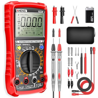 ANENG SZ26 Digital Multimeter, Engine Analyzer, 500-10000 RPM Tachometer - color: Red