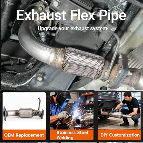 409 Stainless Steel Front Flex Exhaust Pipe For 2009-2010 Sonata 2.4L 52604 - size: for 2009-2010 Hyundai Sonata 2.4L