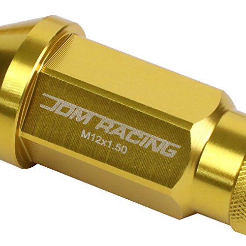 Auto Dynasty 20-Piece M12 x 1.5 Extended Aluminum Alloy Wheel Lug Nuts+Adapter Key (Gold) - color: Gold