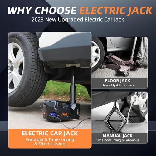 STANDTALL Electric Car Jack 5 Ton 12V Floor Jack, Impact Wrench, Inflator - color: Black Jack+Portable Wrench