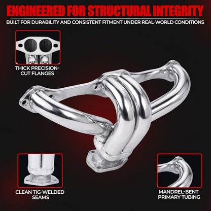 Ceramic Coated Block Hugger Headers for Small Block Chevy SBC 265 283 302 305 327 350 400 Gen 1 V8 Fits 1923–1959 Street Rods Tri-Five Chevys Early Trucks by Certified Automotive Experts - style: Ceramic Coated Block Hugger Headers