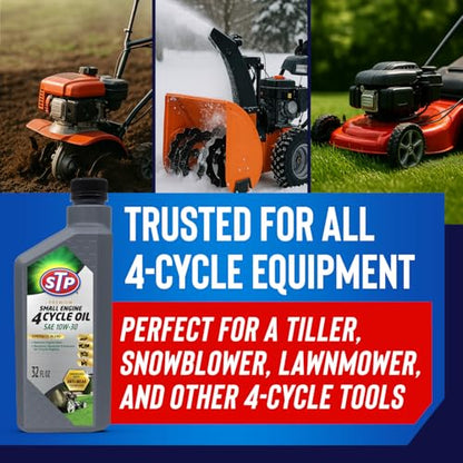 STP Premium Synthetic Blend 4 Cycle Small Engine Oil, SAE 10w30 Motor Oil for Lawnmowers, Generators, Tractors, Snow Blowers, and More, 32 fl oz - size: 32 OZ