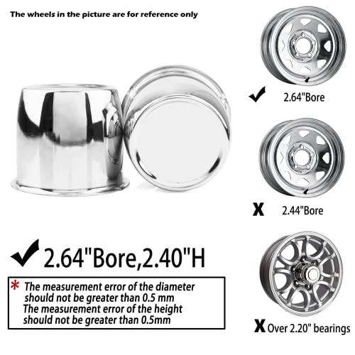 2Pcs 2.64" OD 2.4" H Push Through Trailer Wheel Center Cap for Rim - color: Chrome, size: 2.64" OD 2.4" H