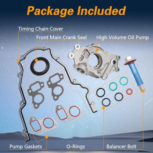 FUSCH High Volume Oil Pump kit with Gaskets & Balancer Bolt Compatible with Chevy Silverado Suburban Tahoe Trailblazer GMC Sierra Yukon XL Cadillac Escalade Rainier，Replace#: 12557840 - size: Pump with Gasket