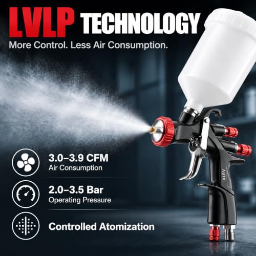 AEROPRO Tools R500 LVLP Air Spray Gun,Professional Automotive Paint Sprayer - size: A610 Spray Gun Kit