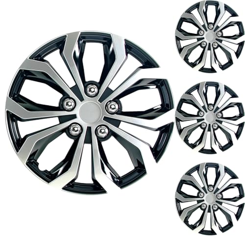 Akcsport Premium Hubcaps Wheel Covers for Toyota Nissan Kia Volkswagon 15 inch to 17 inch (Royal Black, 15 Inch) - size: 15 Inch, style: Royal Black