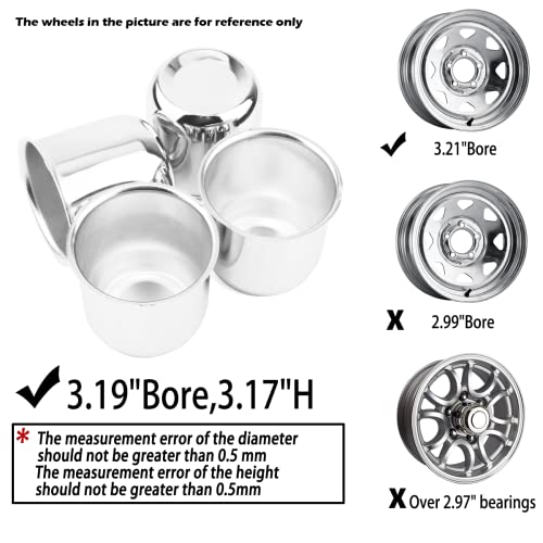 4Pcs 3.19" OD 3.17" H Push Through Trailer Wheel Center Cap for Rim - color: Chrome, size: 3.19" Hub 3.17" H