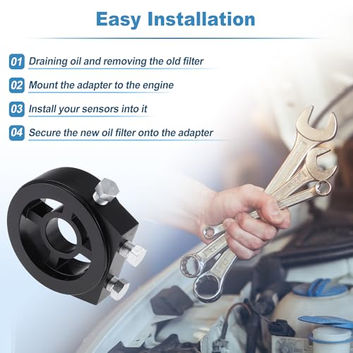 Oil Cooler Sandwich Plate Adapter Aluminum Alloy with 4 Adapter M18x1.5 & M20x1.5 & M22x1.5 & 3/4-16 for Engine Transmission Filter Cooling System