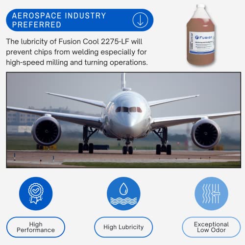 Machining Fluid with Low Foam by Fusion Chemical | Fusion Cool 2275 LF | General Purpose Coolant with Exceptional Low Odor, High-Lubricity | Semi-Synthetic | Microemulsion (1 Gallon) - size: 1 Gallon