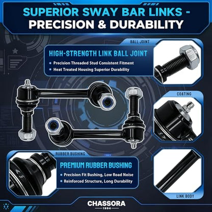 K80824 K80825 2PC Front Stabilizer Sway Bar End Link for Olds 2004 Bravada, for Saab 05 06 07 08 2009 9-7X, for Isuzu Ascender, for Buick Rainier, for Chevy SSR Trailblazer EXT, for GMC Envoy - size: K80824 K80825