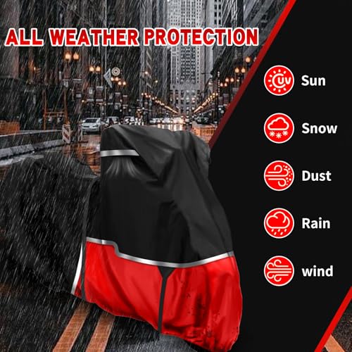420D Waterproof Motorcycle Cover for Touring Models with Side Top Box - size: Touring Limited with Trunk