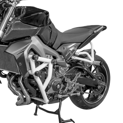 Motorcycle Crash Bar Engine Guard for Yamaha MT-09 FZ-09 2013 2014 2015 2016 2017 2018 2019 2020 Rear Sub-cage Passenger Peg Falling Frame Protection (White)
