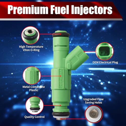 Set of 6 Fuel Injectors 4861454AA FJ477 812-12141 Replacement - size: FJ477