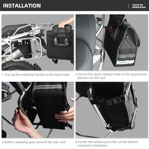 Rhinowalk Motorcycle Saddlebags, Waterproof Saddlebags, Quick Release 13L Single Side Hanging Bag Motorcycle Accessories - size: 13L
