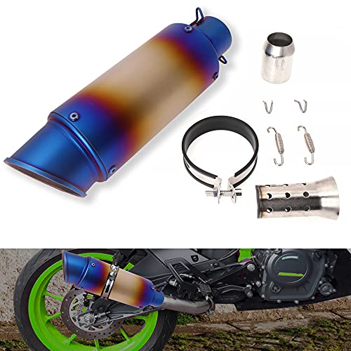 Universal Slip on Modified Exhaust Mufflers with Silencers Compatible with Motorcycle Grom ATV Dirt Bike Street Bike Scooter Pipe Diameter 38mm-51mm Exhaust,Blue - color: Blue
