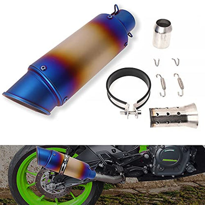 Universal Slip on Modified Exhaust Mufflers with Silencers Compatible with Motorcycle Grom ATV Dirt Bike Street Bike Scooter Pipe Diameter 38mm-51mm Exhaust,Blue - color: Blue