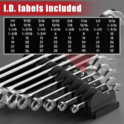 DEHOYI 48 PCS MAGNETIC Modular Wrench Organizer for Tool box, Metric & SAE - style: Magnetic(48 pcs Black)