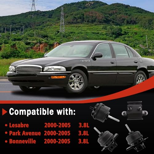4PCS Engine Motor and Transmission Mount Kit Compatible with 2000 2001 2002 2003 2004 2005 Lesabre 3.8L & Park Avenue 3.8L & Pontiac Bonneville 3.8L OE:A2895 A2896 A2897 A2898
