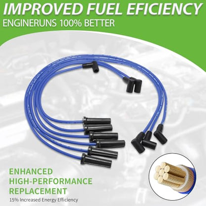 Set of 6 PCS Ignition Spark Plug Wires 671-6064 51032 RC-GMX086 & 6 Iridium Spark Plugs Set Compatible with Pontiac Bonneville Buick LeSabre Lucerne Park Avenue Oldsmobile 88 LSS 3.8L V6 1999-2005 - size: 51032