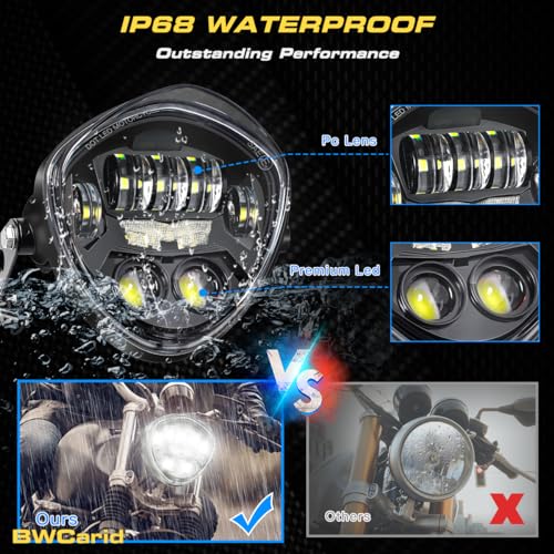 7 Inch LED Motorcycle Headlight With DRL Demon Eye Hi/Low LED Headlamp Triangle with Clamp Mount Bracket Fit 1.37-1.69 Inch Fork for Cafe Racer Chopper Bobber Scrambler Motorcycle, Black - size: 7in C3 Motorcycle Headlight with DRL Triangle