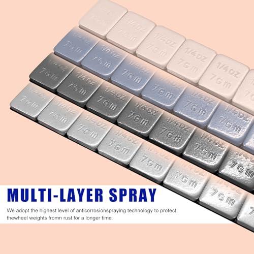 48PCS 1/4 Oz Adhesive Backed Wheel Weights, 0.25Oz Tire Balancing Wheel Weights with Strong Adhesive, EasyPeel Type Low Profile Tire Weight Strip Box for Car Truck SUV Motorcycle