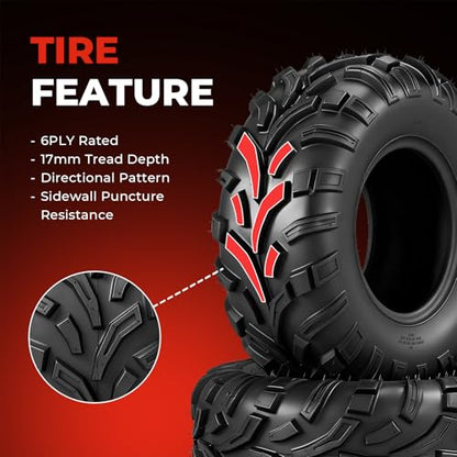 ATV UTV Tires 26x10-12,6-Ply Tubeless Tires,Directional,Set of 2 - size: 26x10-12