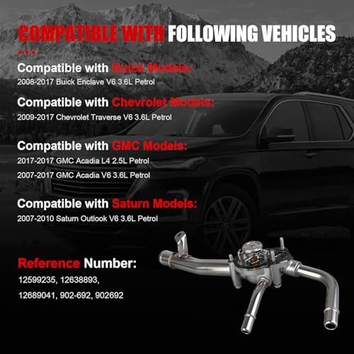 Engine Coolant Thermostat Housing W/Water Inlet & Gasket - DOHC 4,6Cyl 3.6 2.5L - Compatible with Chevy, GMC, Buick, Saturn Vehicles - 2007-2017 - Traverse, Acadia, Enclave, Outlook - size: 12599235