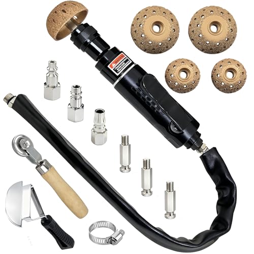 Upgrade Air Tire Repair Polish Patch Tools Heavy Duty, Includes 2650RPM Air Tire Buffer,Tire Inner Liner Scraper,40mm 55mm Patch Roller Tungsten Steel Buffing Wheel Tire Patch Tools kit