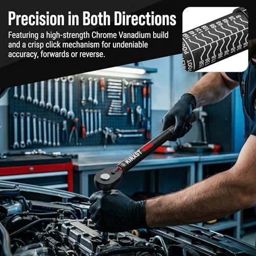 1/2" Drive Torque Wrench 8-168Ft.-Lb./10.9-227.9Nm, Two-way Adjustable 72-tooth Click Torque Wrench, Dual Scale, ±3% Accuracy Wrench, Suitable for Maintenance Bicycles, Cars and Trucks - size: 1/2"