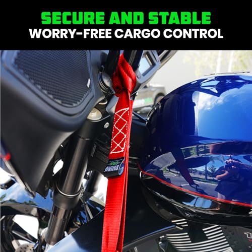 Rhino USA Soft Loop Tie Down Straps (4-Pack) - Motorcycle Handlebar Straps - color: Red 4-Pack