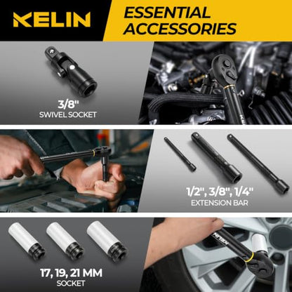 KELIN 12PCS Click Torque Wrench Set 1/4" 3/8" 1/2" ±3% Accuracy