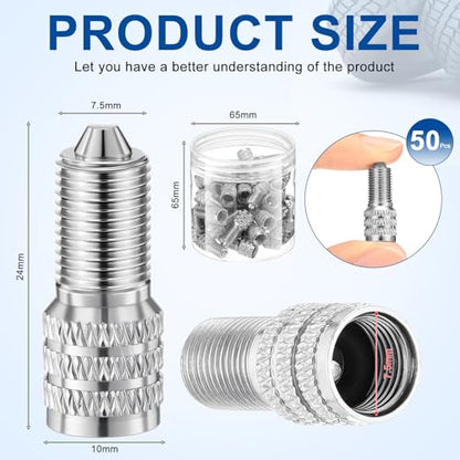 50 Pcs Double Seal Valve Stem Caps with Storage Box Inflate Valve Flow Through Tire Cap Metal Extension Stem Seals for High Pressure Truck Car Van Trailers Boats Rv Semi Bus Tires