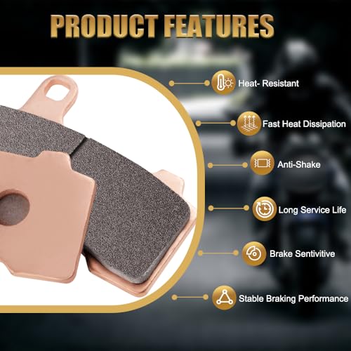 S SYUU Sintered Metal Motorcycle Front Rear Brake Pads Compatible with Kawasaki EX 250 R Ninja 250 R 2008-2012 EX 300 Ninja 300 2013-2016 EX 400 Ninja 400 Z 400 2018-2024 Z 250 SL 2015-2017 FA197FR