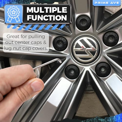 2 Wheel Lug Nut Cap Cover & Center Cap Removal Tools Stainless Steel Lug Nut Pullers Compatible/Replacement for Audi BMW Mercedes Mini Tesla VW - Easy to Use - Toolbox Essentials (Pack of 2) - size: Removal Tool (Pack of 2)