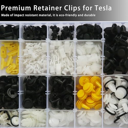 Retainer Clips & Rivets Set – 20 Sizes for Tesla Clips Bumper Fender Body Clips for Tesla Model 3 Y S X Cybertruck–Comes with 6 Common Tools OEM Original Factory Standard Quality